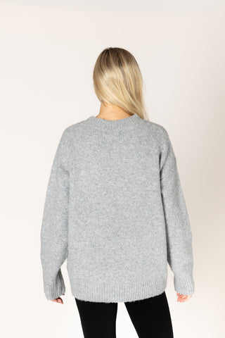 Athena Heart Crew Sweater - Dark Grey/Black