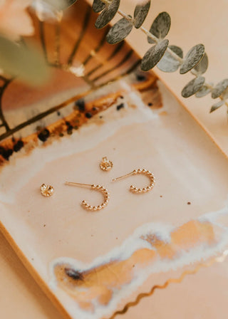 Beaded Huggie Hoops | 14k Gold Fill + Sterling Silver - Sterling Silver // Hello Adorn