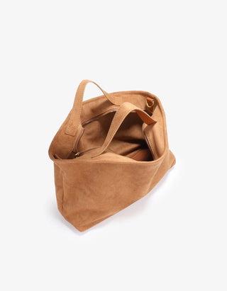 Witt Satchel Faux Suede Camel Purse
