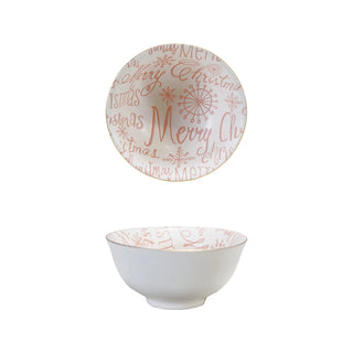 Small Merry Christmas Bowl / Pink & White