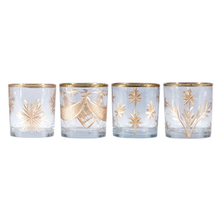 Gold Detailed Clear Glass Tealight