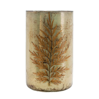 Mercury Glass Vase w/ Silver Oak Leaves
