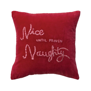 Nice Until Proven Naughty Cotton Velvet Pillow