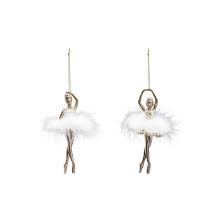 Glitter Gold Ballerina Feather Ornament
